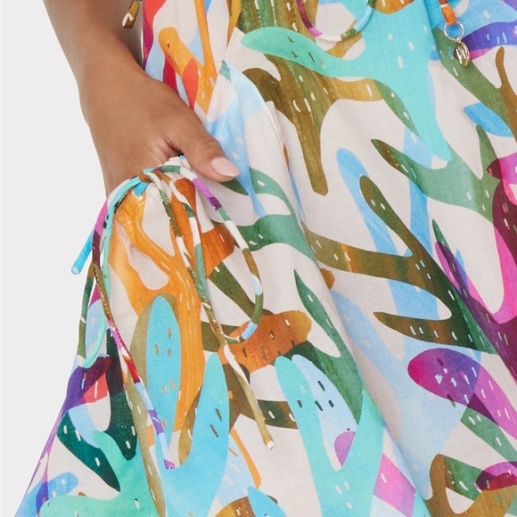 Milly Cabana Delilah Under The Sea Dress Rainbow Multi Cotton XS - Picture 4 of 10